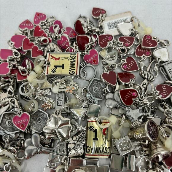 Bracelets and Jewelry Charms Silver Tone Over 130 Pieces and 11 Chain Bracelets - Picture 7 of 9